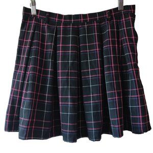 Hot Topic Womens Black Pink Purple Plaid Pleated Schoolgirl Goth Mini Skirt L